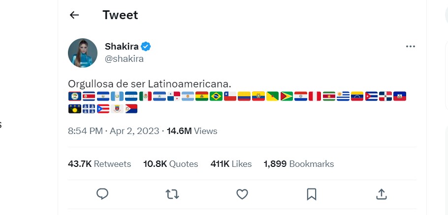 Shakira destaca su orgullo por ser latinoamericana