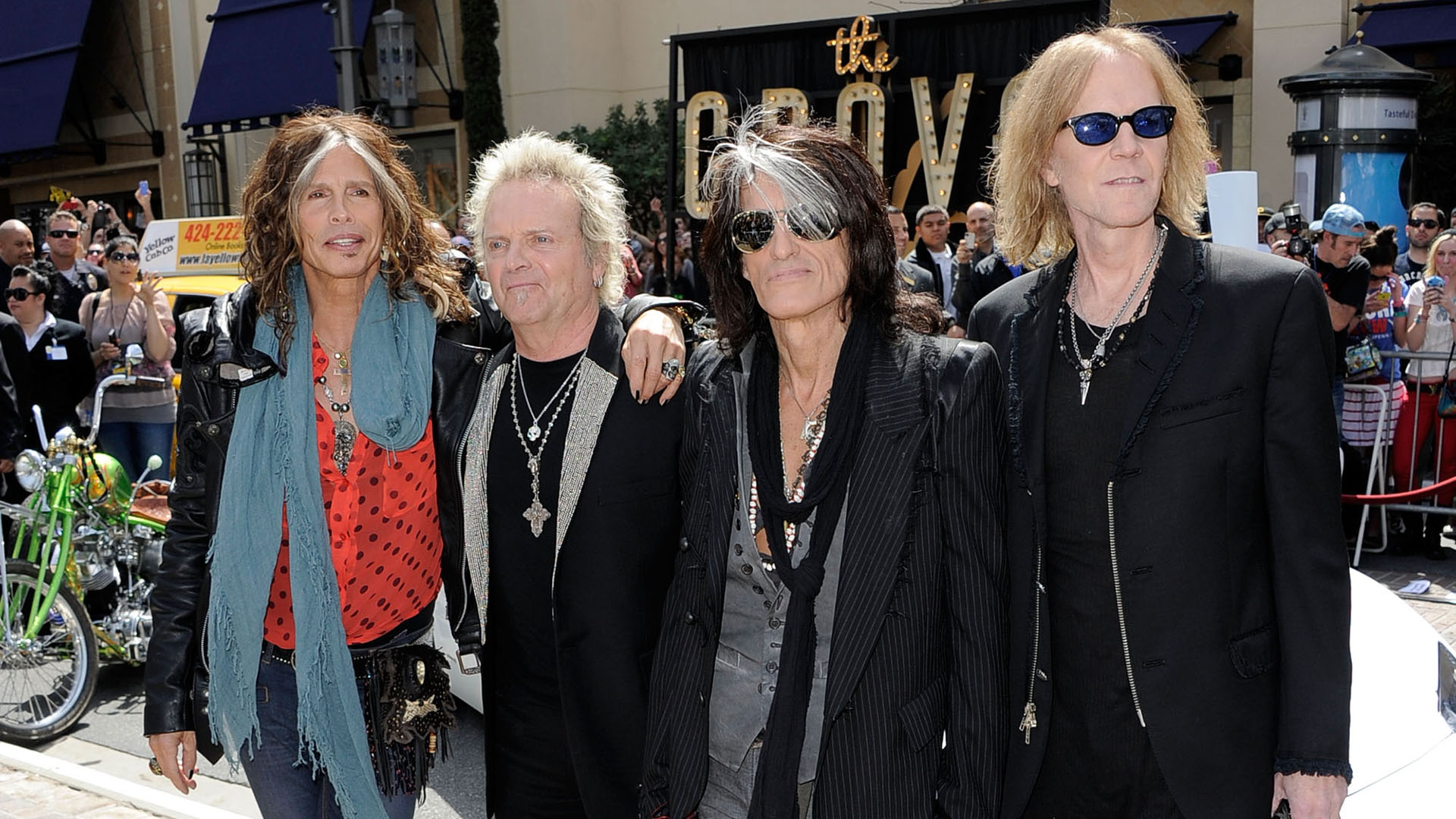 Steven Tyler, Joey Kramer, Joe Perry y Tom Hamilton: Aerosmith en pleno, en el año 2012