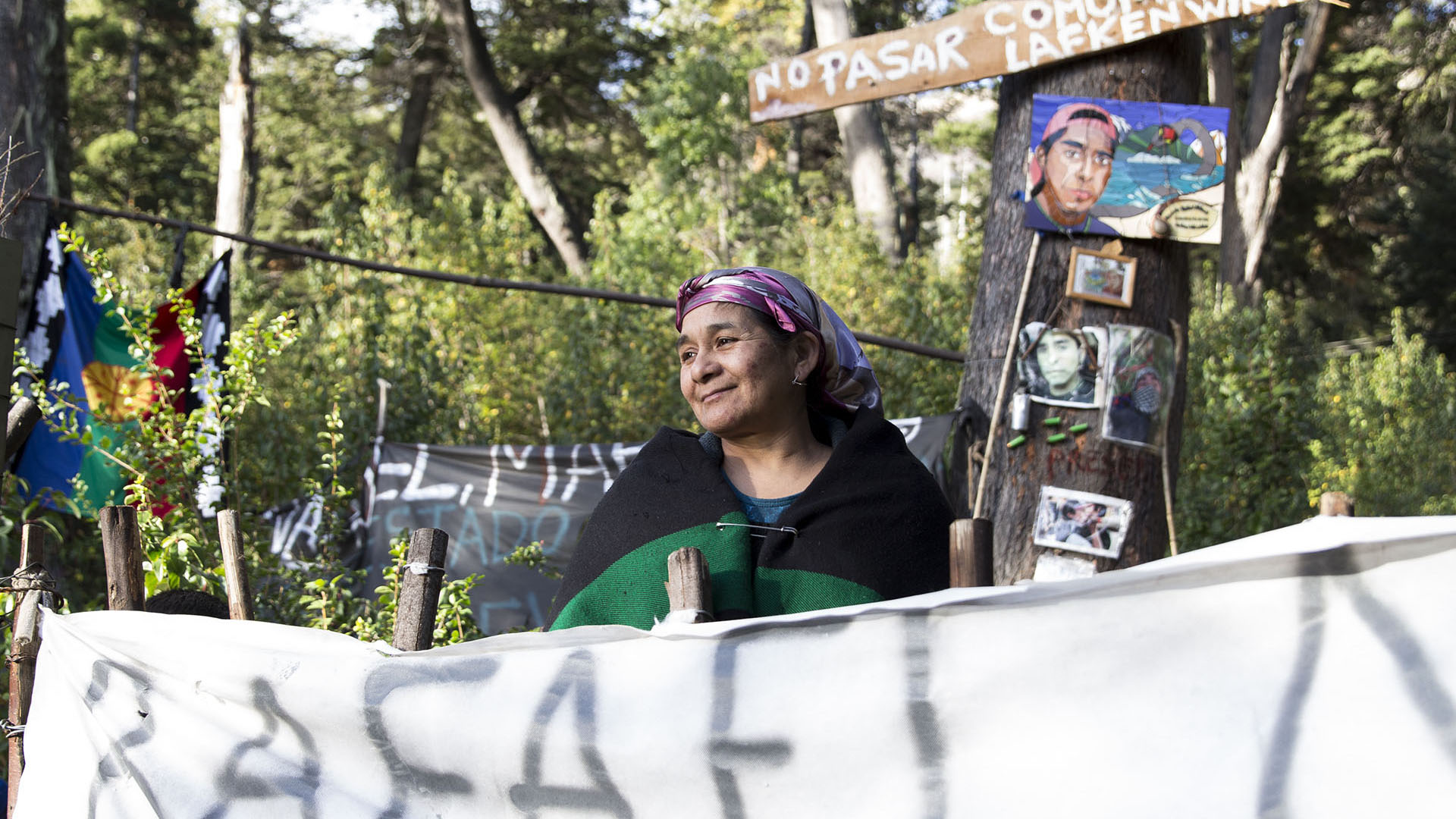Imagenes de la comunidad mapuche Lafken Winkul Mapu Bariloche tras la muerte de Rafael Nahuel (archivo)
