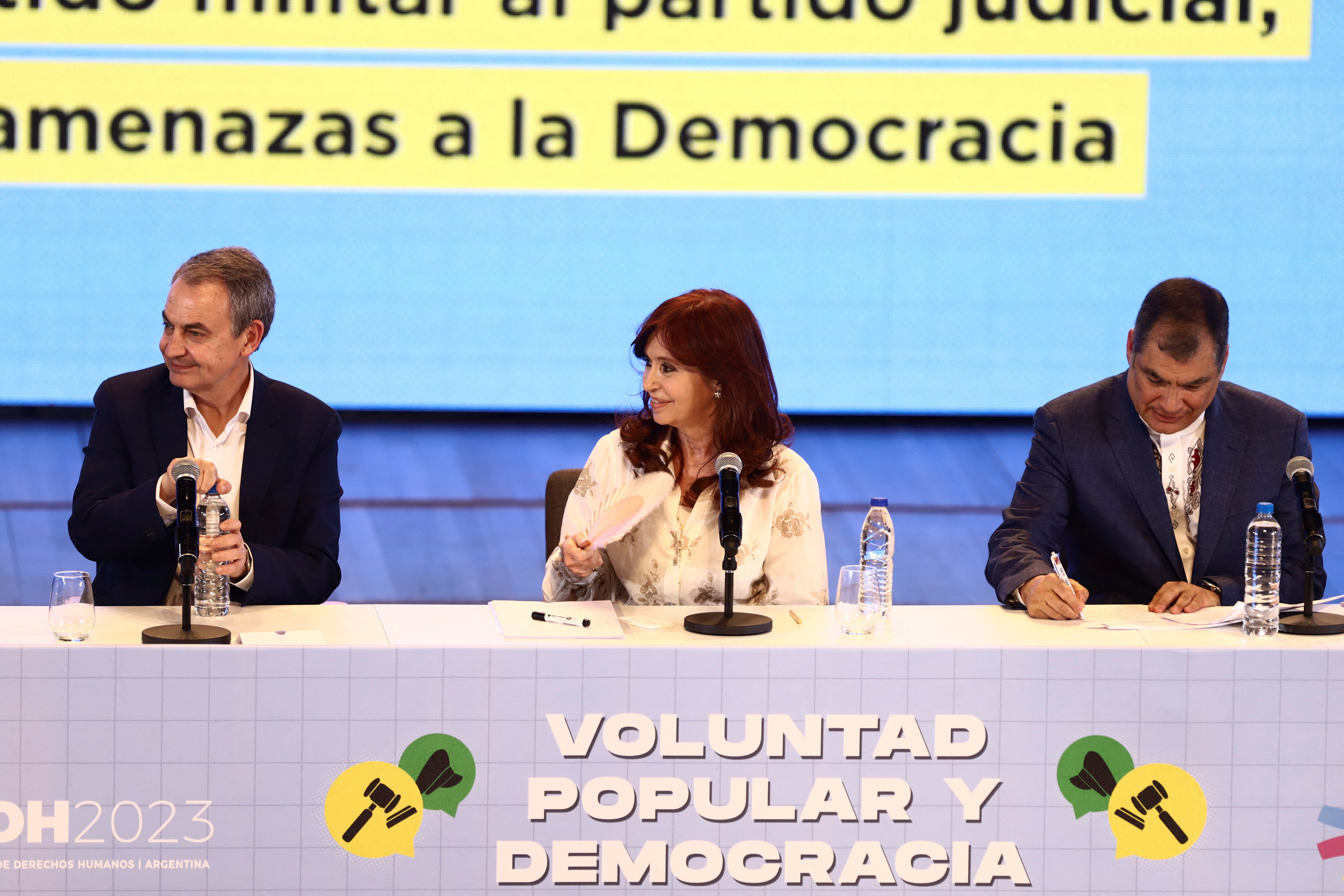 José Luis Rodríguez Zapatero, Cristina Kirchner y Rafael Correa 