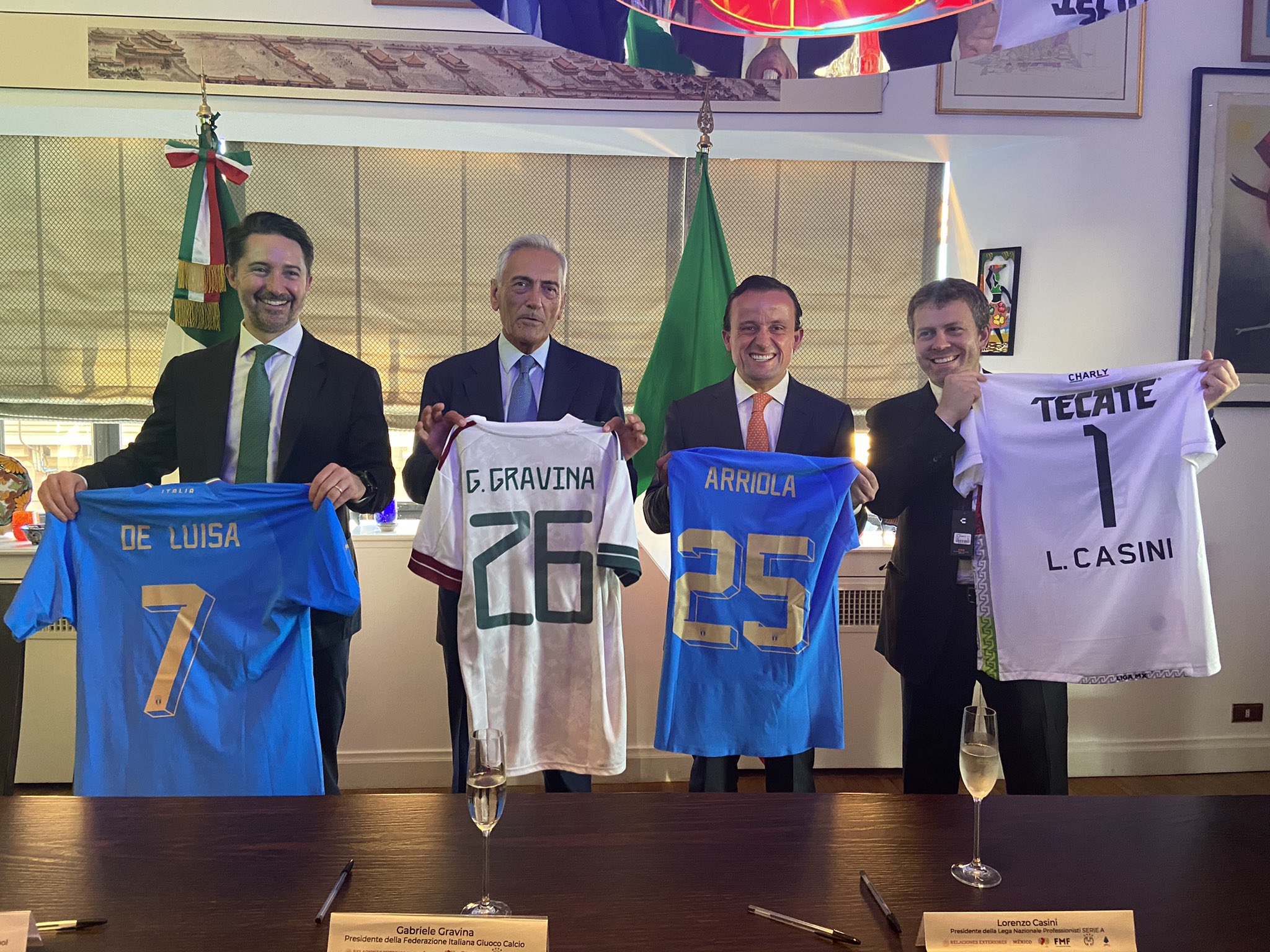 Acuerdo entre FMF, FIGC, Liga MX y Serie A. Foto: @EmbaMexIta