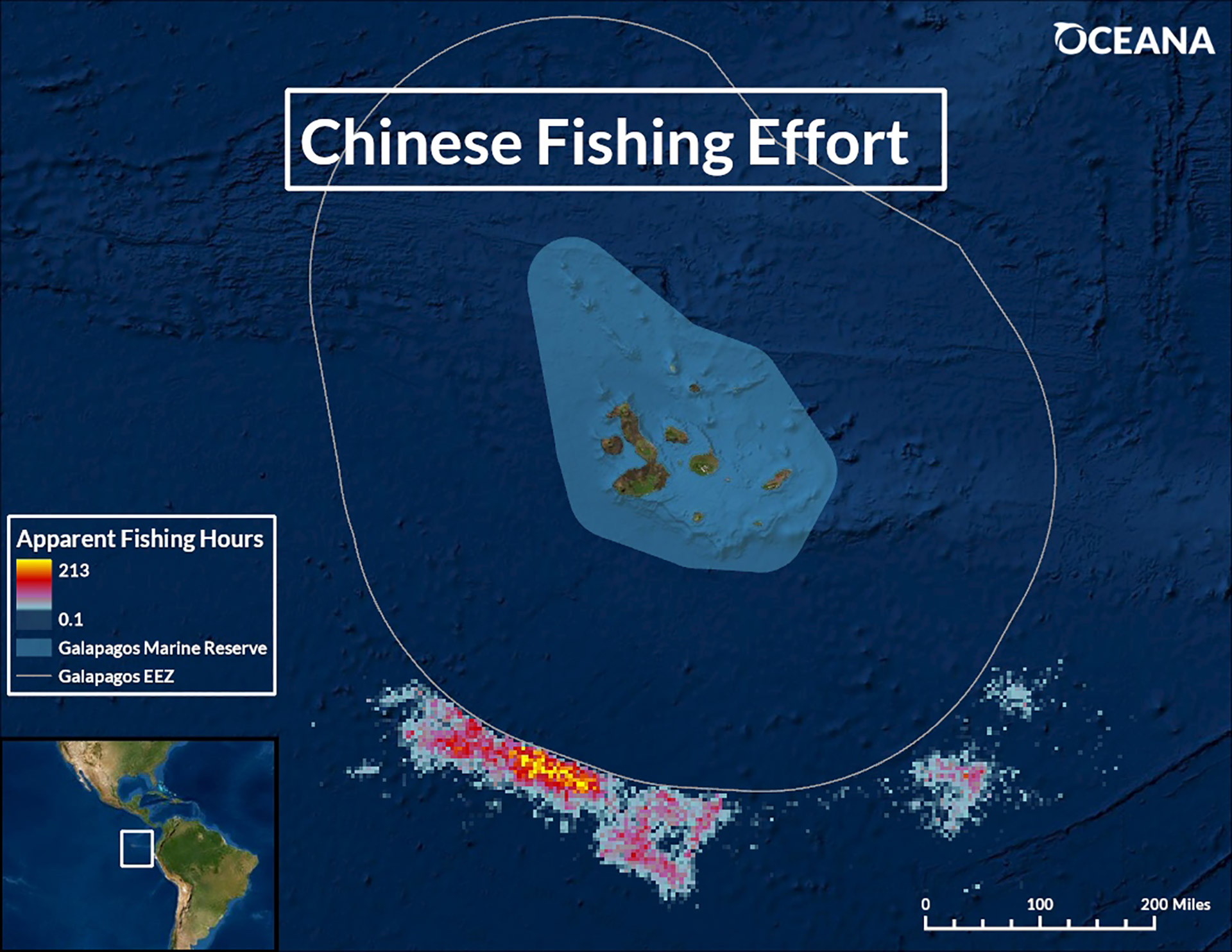 Más de 300 buques chinos se asentaron desde junio en el límite de la Zona Económica Exclusiva (ZEE) de Galápagos, una de las más ricas y diversas del planeta