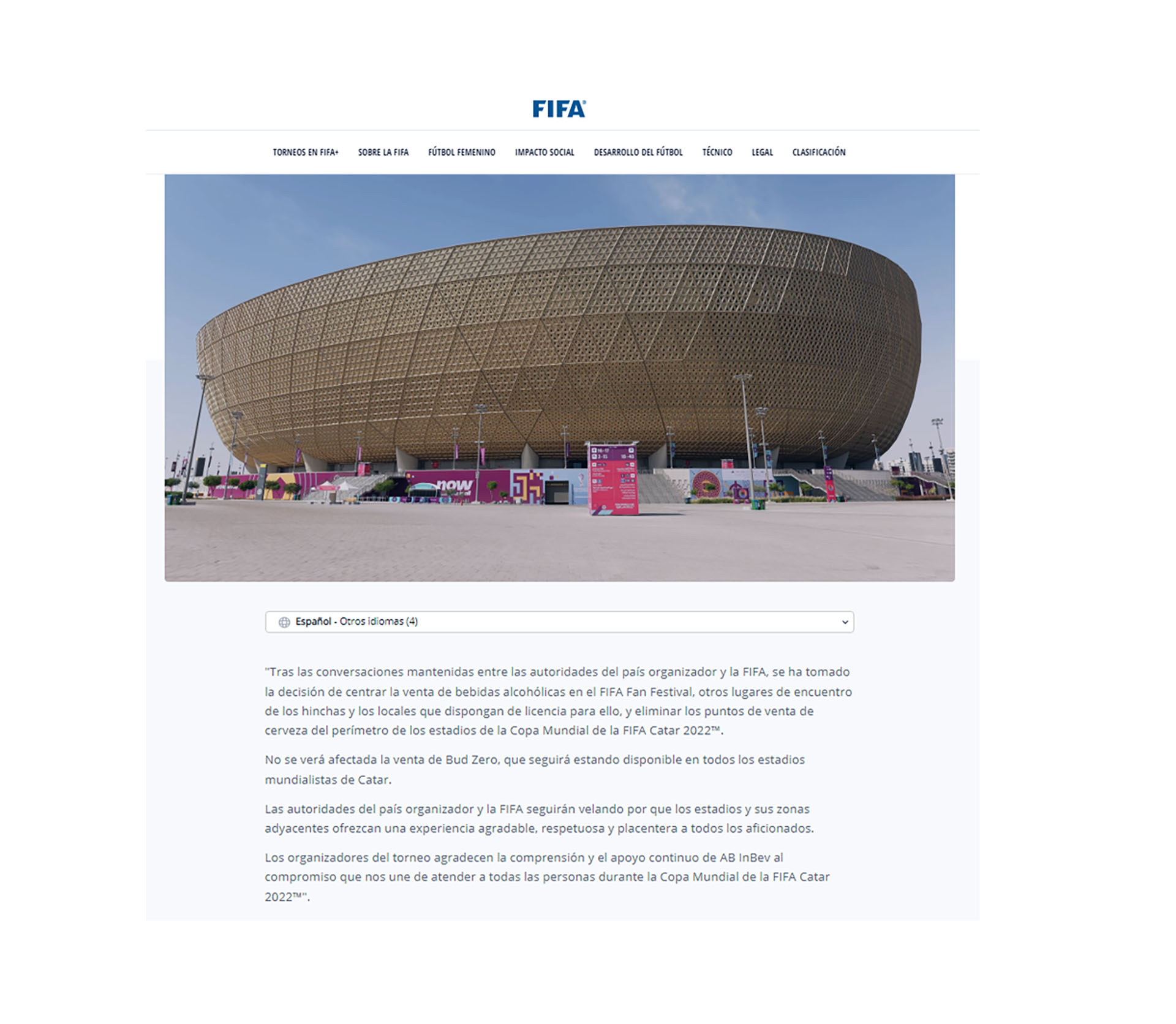 El comunicado de la FIFA en español 