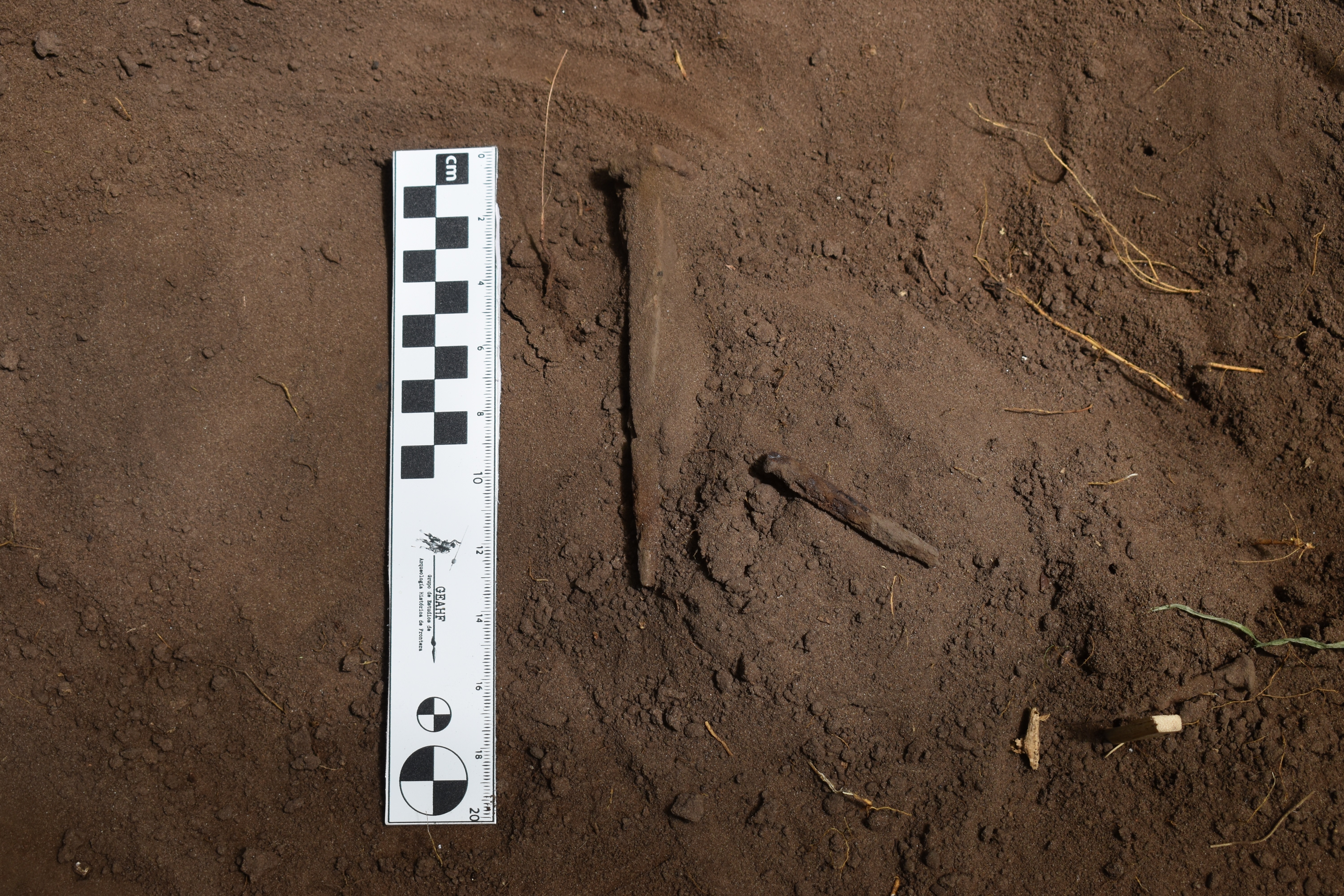 Uno de los tantos clavos que se encontraron, en el sitio que los arqueólogos presumen que fue ocupado por la caballeriza