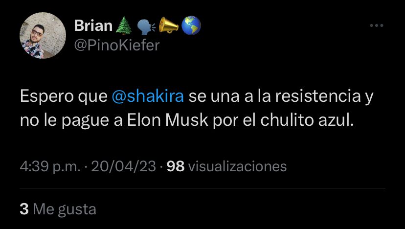 Seguidores de Shakira se despachan contra las nuevas políticas de Twitter por el "chulito azul". @PinoKiefer/Twitter
