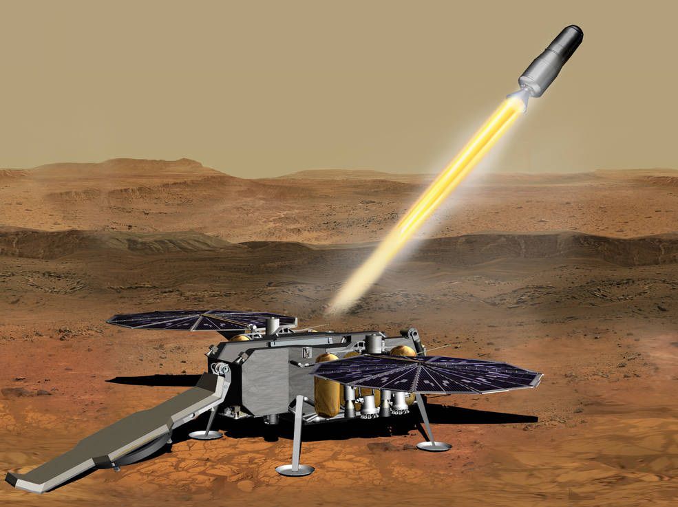 El Mars Ascent Propulsion System (MAPS) es un vehículo capaz de despegar de Marte con muestras para ser llevadas a un orbitador y ser traídas a la Tierra