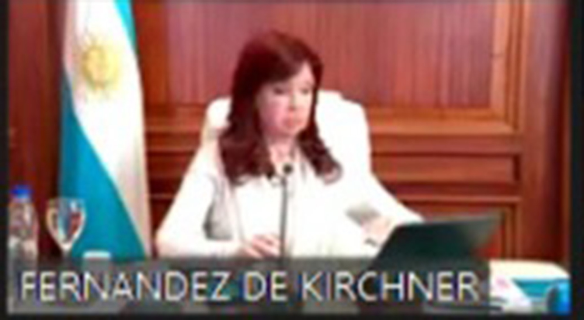 La vicepresidenta Cristina Kirchner, durante la primera jornada de alegatos por la causa Vialidad. 