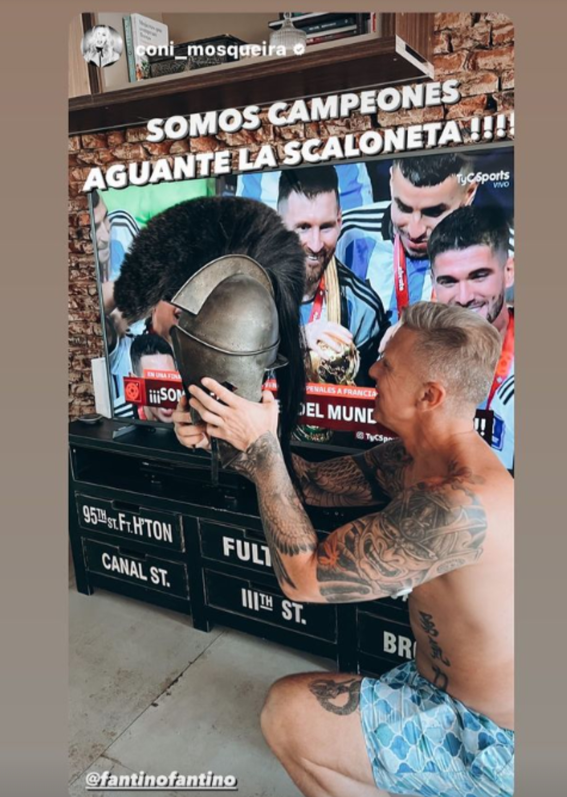 Fantino en el posteo de su esposa, Coni Mosqueira