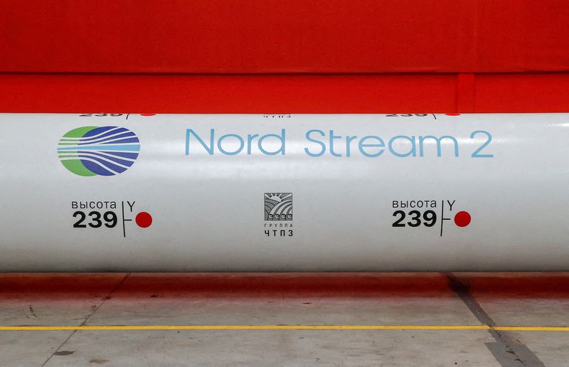 Foto de archivo del logo del gasoducto Nord Stream 2, el principal  proyecto conjunto de Rusia y Alemania (REUTERS/Maxim Shemetov)