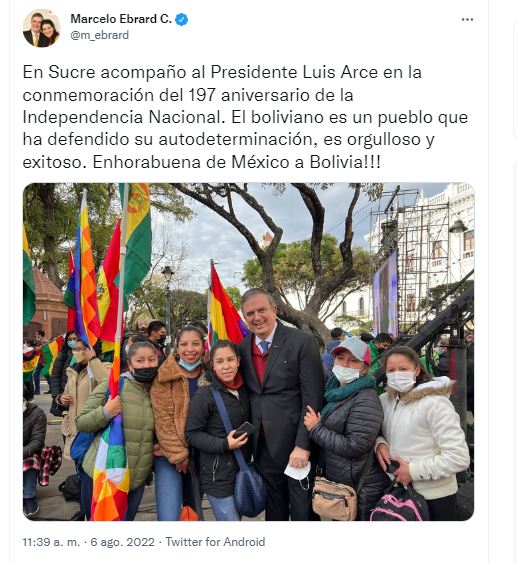 The Mexican foreign minister was invited to an ancestral ceremony (Photo: Twitter screenshot)