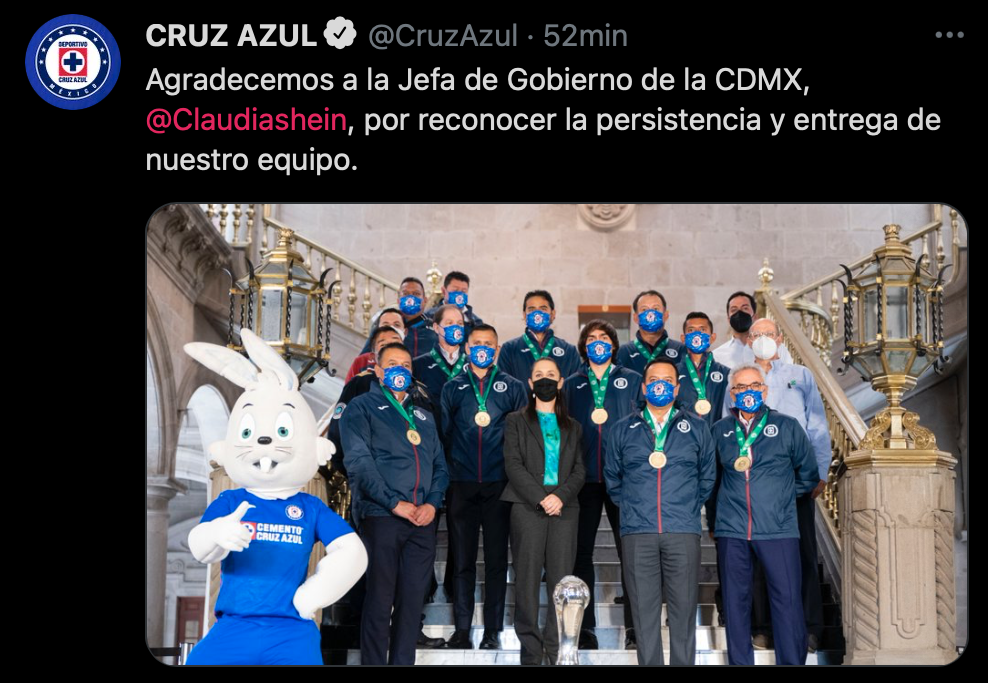 En el evento se reconoció la persistencia de la Maquina Cementera (Foto: captura de pantalla de Twitter @CruzAzul).