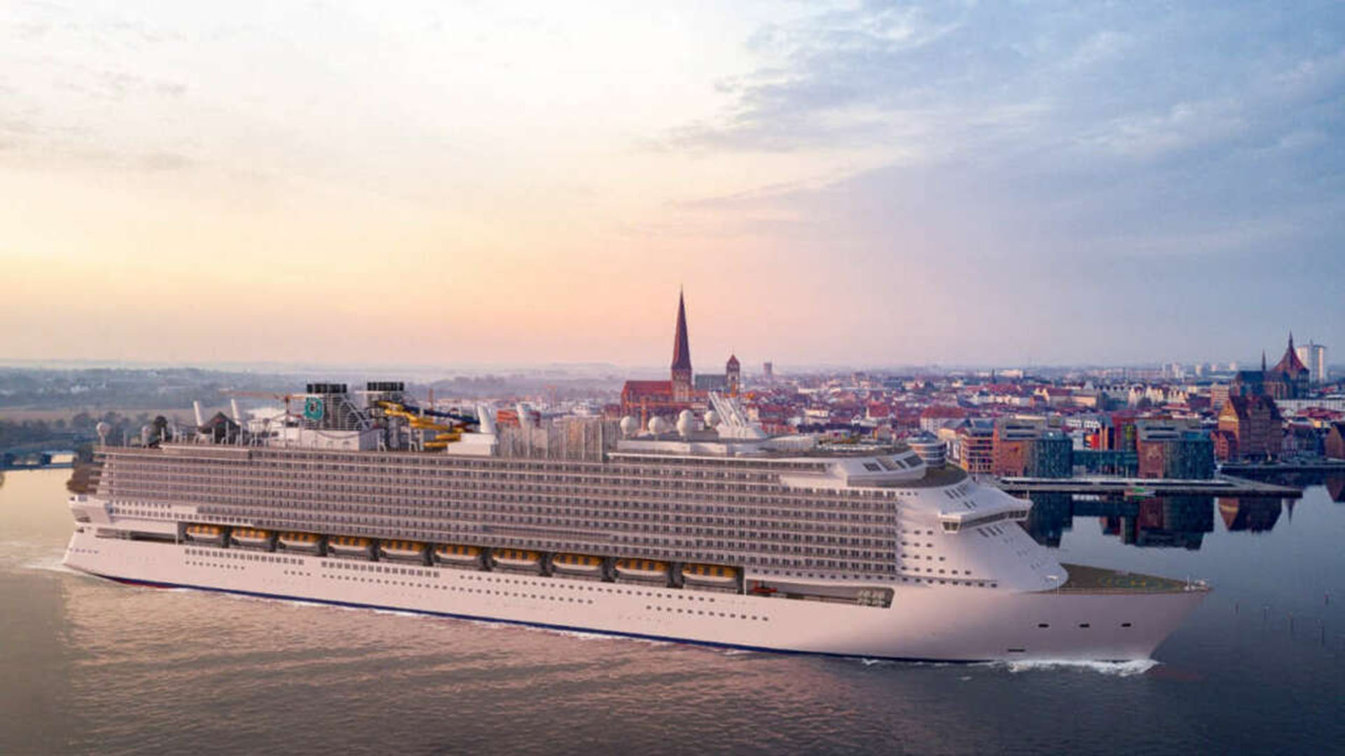 Imagen digital de como se habrían visto los crucero Global Dream una vez finalizados. (MV Werften)