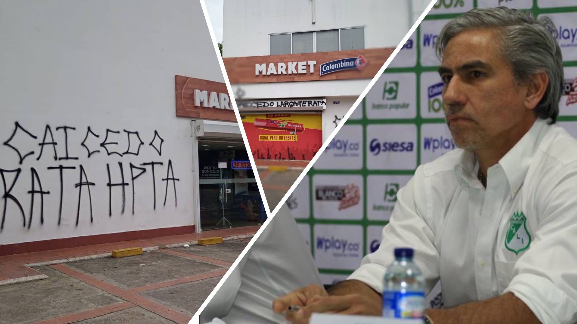 Hinchas de Deportivo Cali molestos con Marco Caicedo vandalizan fachada de la empresa de su hermano