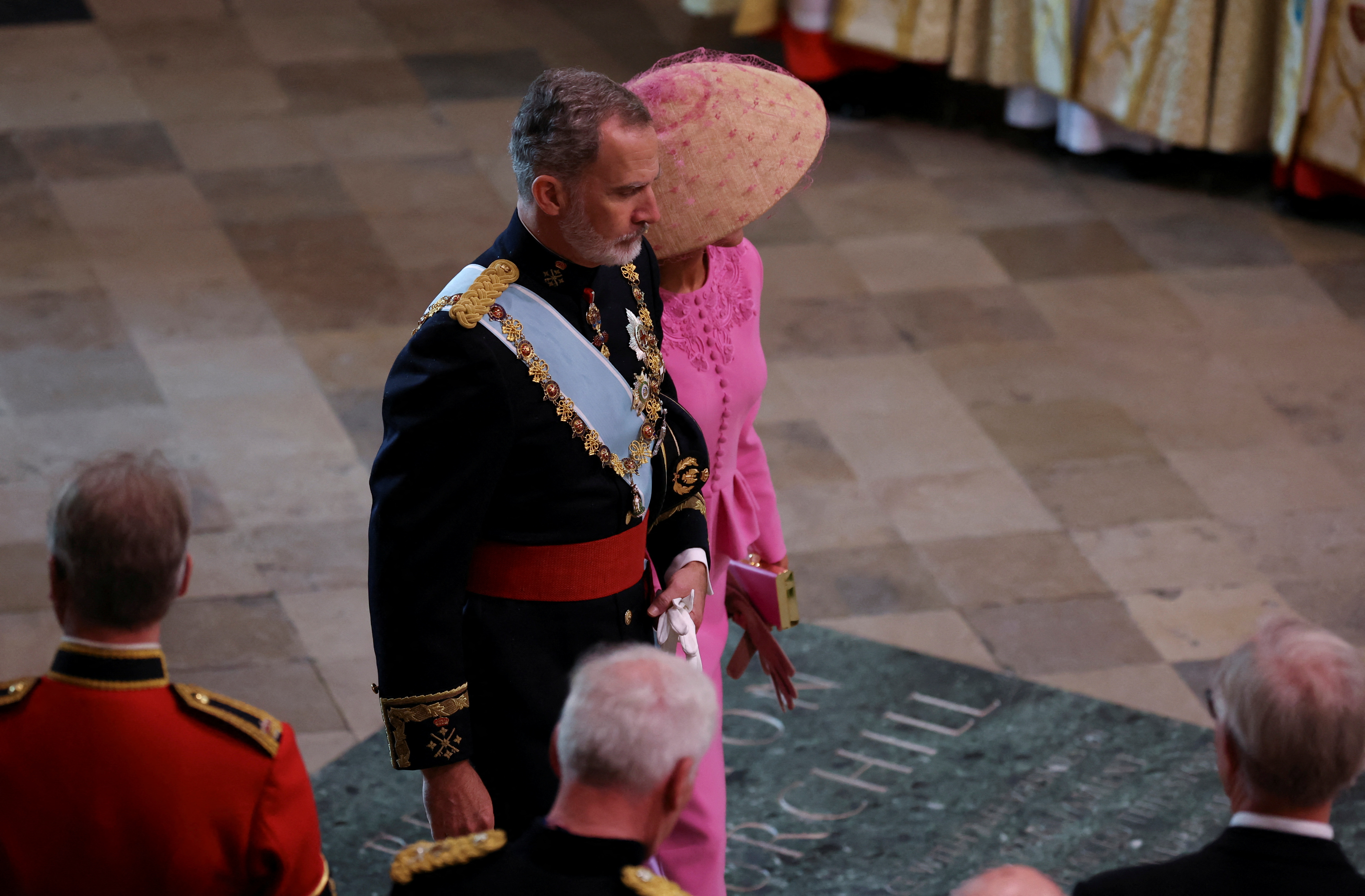 Los reyes de España, Felipe y Letizia, llegan para asistir a la ceremonia de coronación de los reyes de Gran Bretaña, Carlos y Camilla, en la Abadía de Westminster, en Londres, Gran Bretaña el 6 de mayo de 2023. REUTERS/Phil Noble/Pool