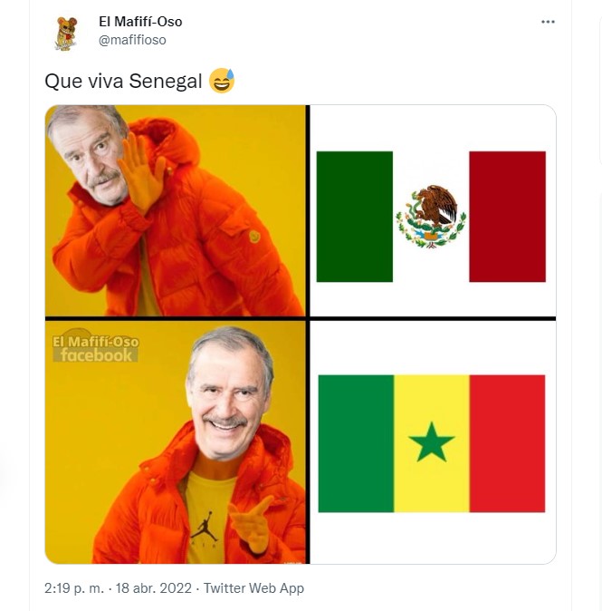 Usuarios en redes sociales se burlaron del ex mandatario panista por haber confundido la bandera de México con la de Senegal (Foto: Twitter / @mafifioso)