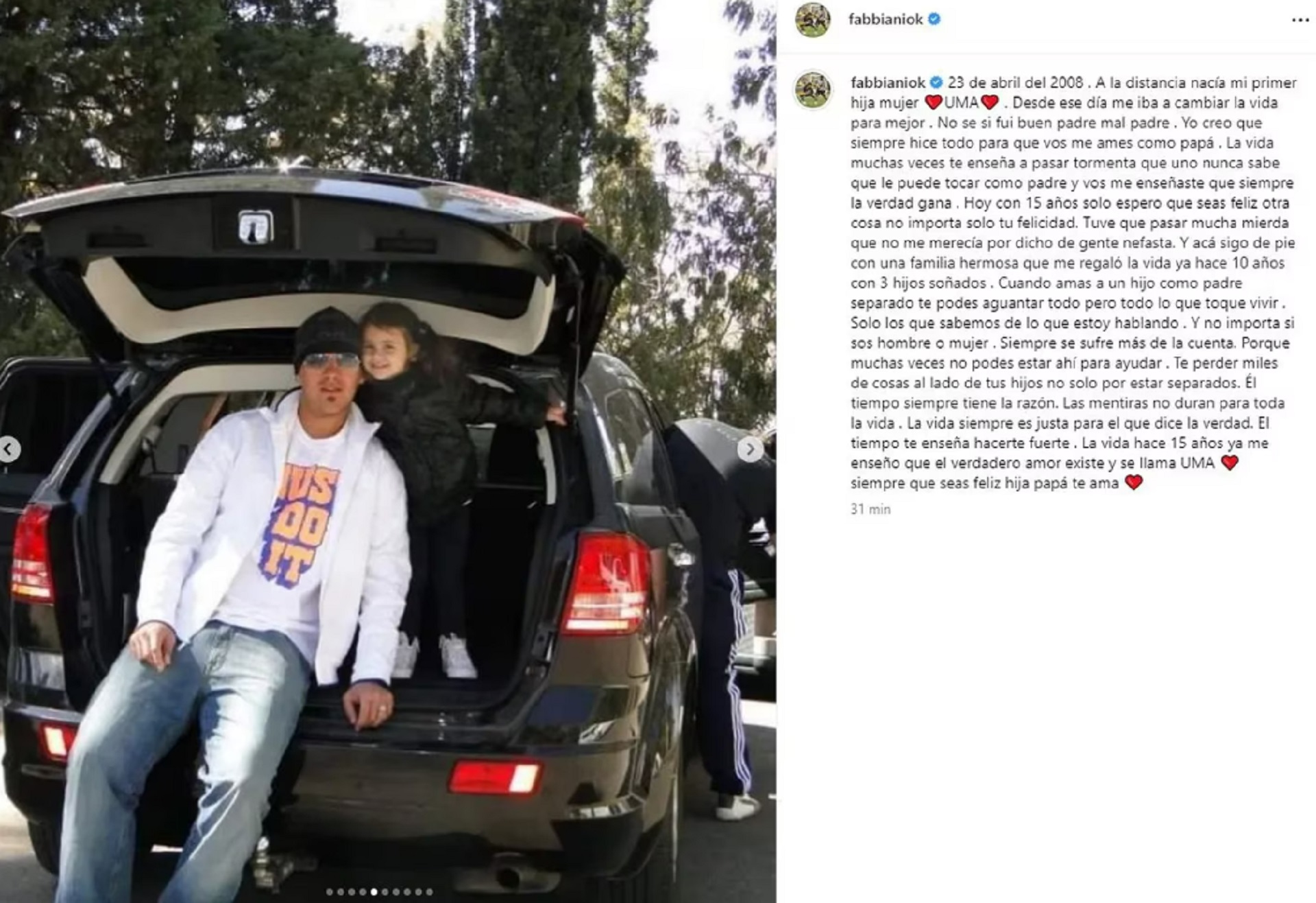 El posteo del Ogro Fabbiani  en Instagram que molestó a Uma