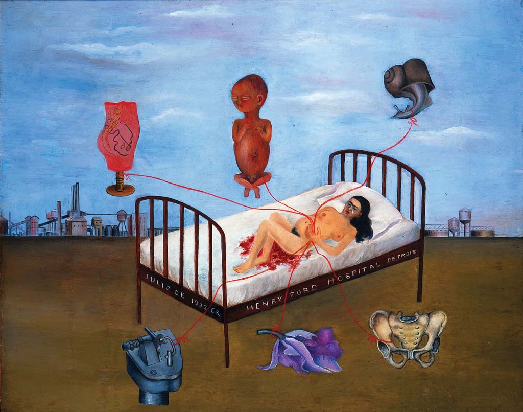 " La cama volando" o "Henry Ford Hospital", de Frida Kahlo 