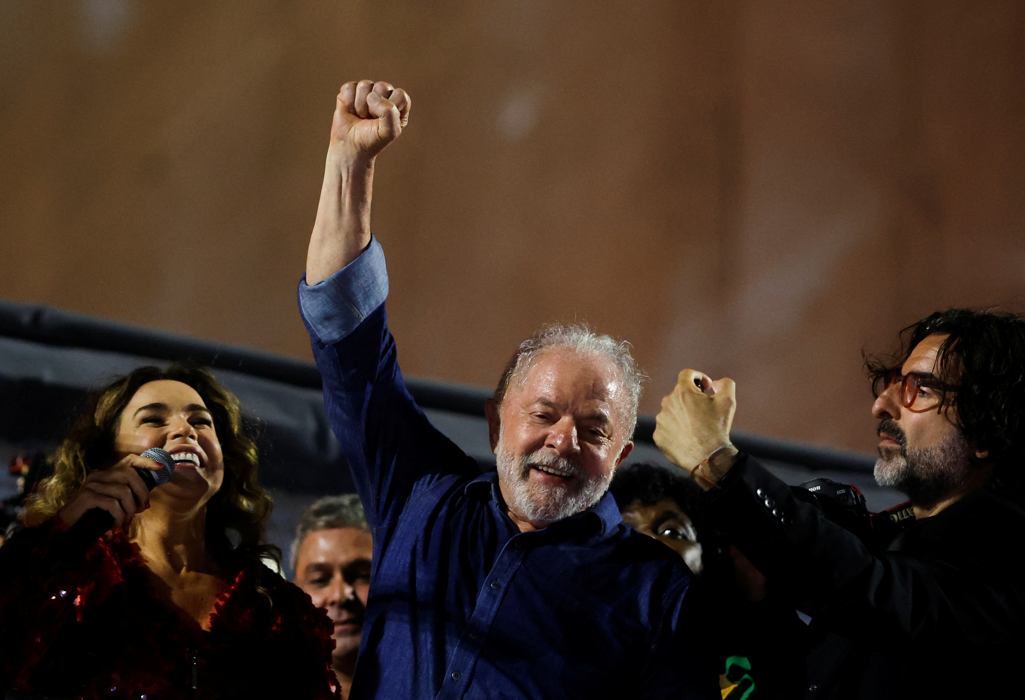 Brazil's former President and presidential candidate Luiz Inacio Lula da Silva gestures at an election night gathering on the day of the Brazilian presidential election run-off, in Sao Paulo, Brazil, October 30, 2022. REUTERS/Amanda Perobelli