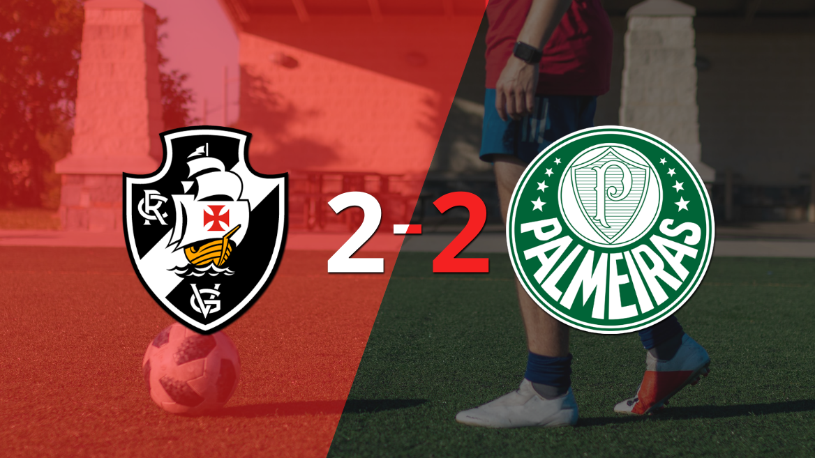 En un emocionante partido, Vasco da Gama y Palmeiras empataron 2-2