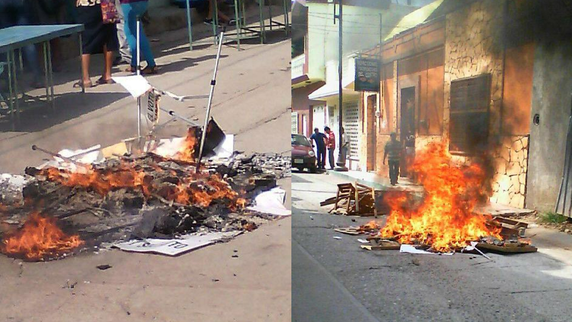 Queman casillas durante las elecciones de Venustiano Carranza, Chiapas (Foto: Twitter / @isain)