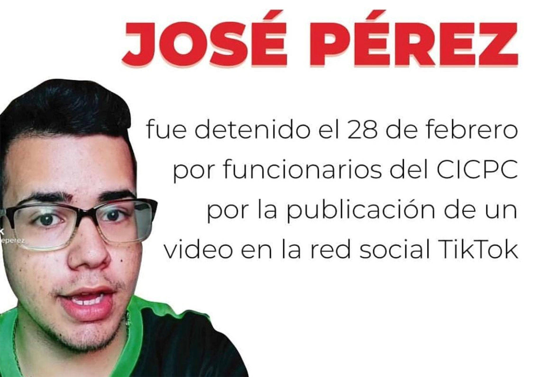 José Pérez fue detenido por un video en Tik Tok sobre los privilegios de la hija del cantante Omar Enrique relacionado al chavismo