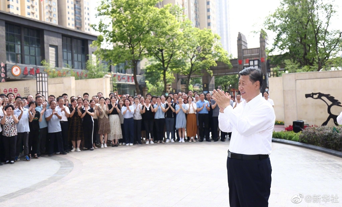 Xi Jinping durante una inspección en Wuhan, provincia de Hubei, este 28 de junio de 2022. El jefe del régimen elogió la política de Covid Cero que impuso Beijing en todo el país (Xinhua)