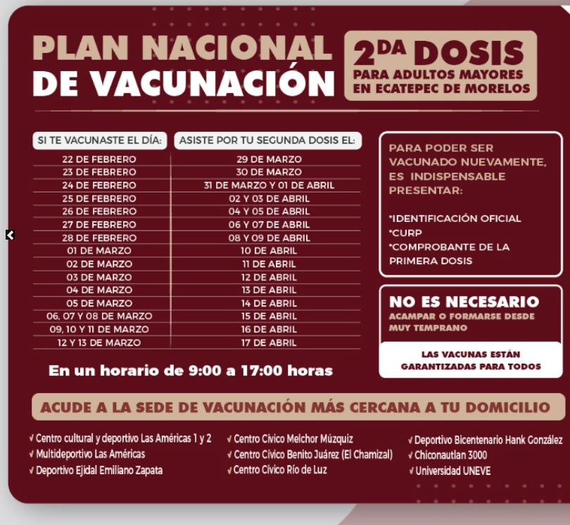 Vacunación en Ecatepec: sin filas y con orden, 5,186 adultos mayores  recibieron la segunda dosis contra COVID-19 - Infobae