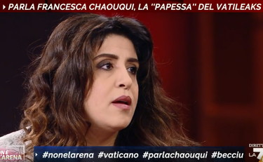Chaoqui durante la entrevista en el programa "Non è l'arena" del canal italiano La/