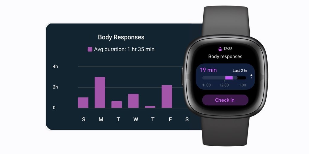 El Fitbit Sense 2 genera estadísticas y rastreo de indicadores de estrés a lo largo del día. (Google)