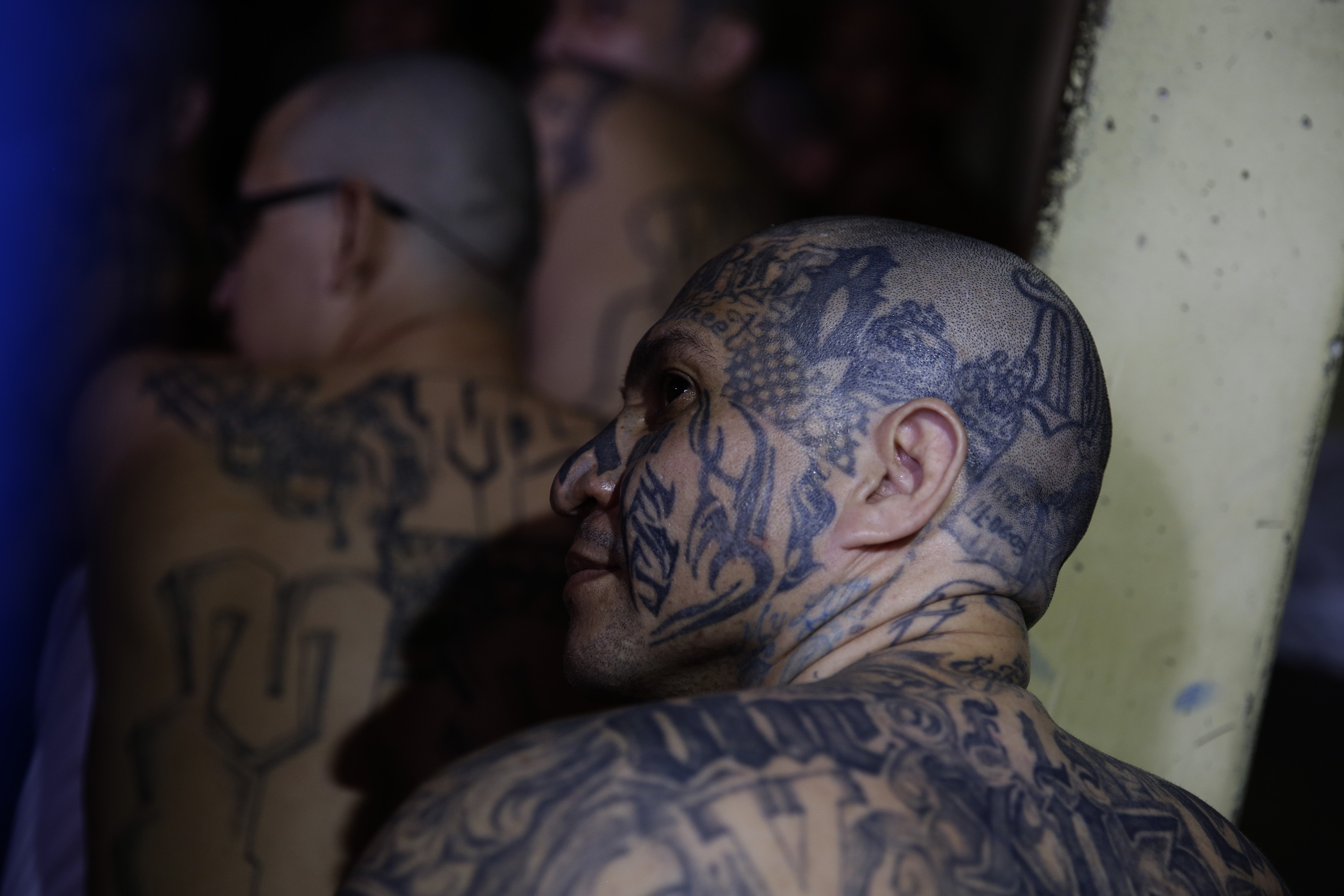 Gang members from barrio 18 in a cell at the penitentiary complex in izalco, el salvador (efe/rodrigo sura/file)