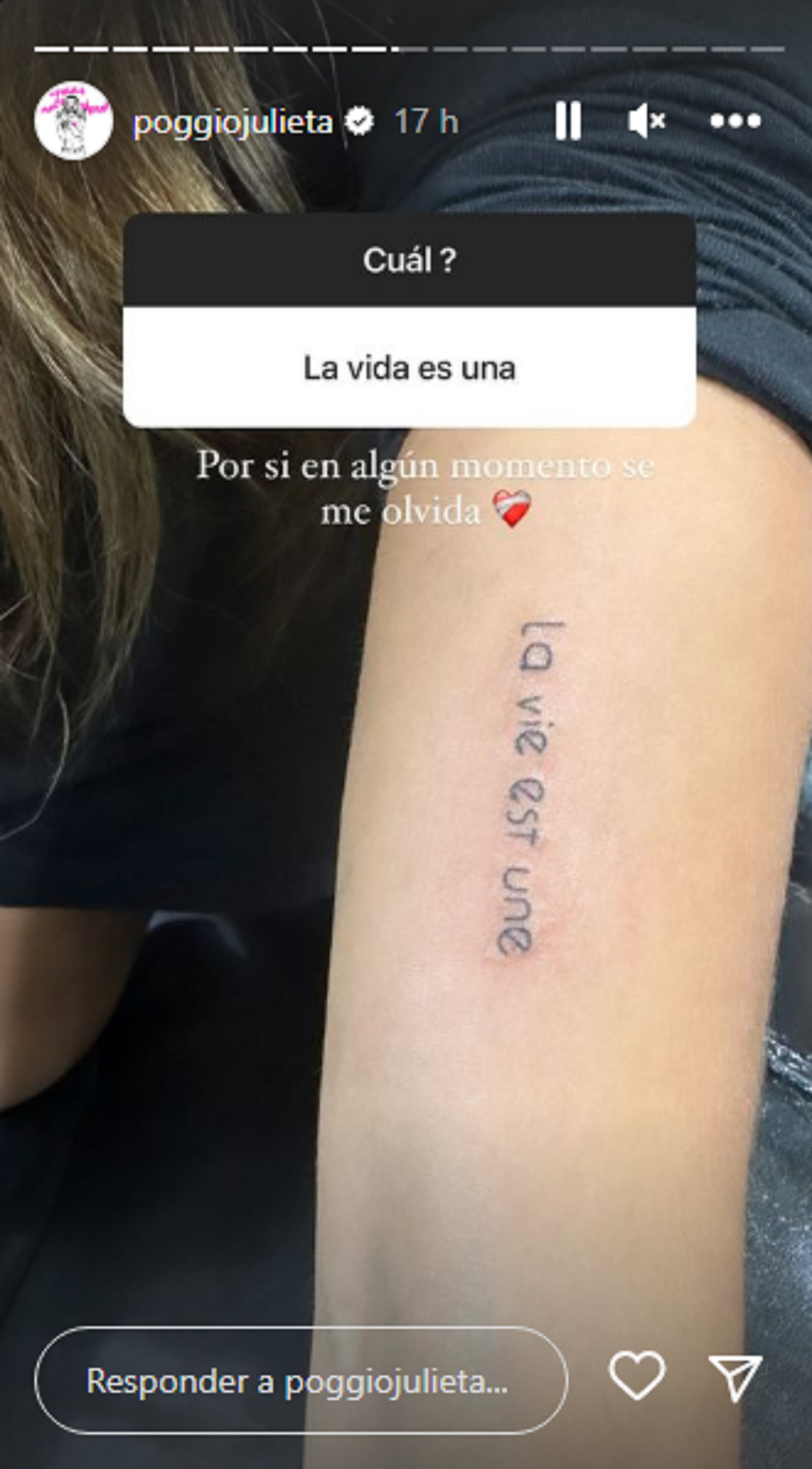 Julieta Poggio mostró en sus redes sociales su nuevo tatuaje (Instagram)