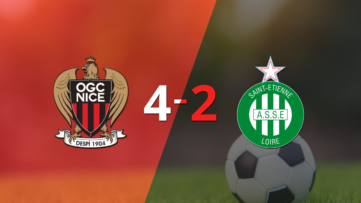 Andy Delort marca un doblete en la victoria 4-2 de Nice ante Saint Etienne