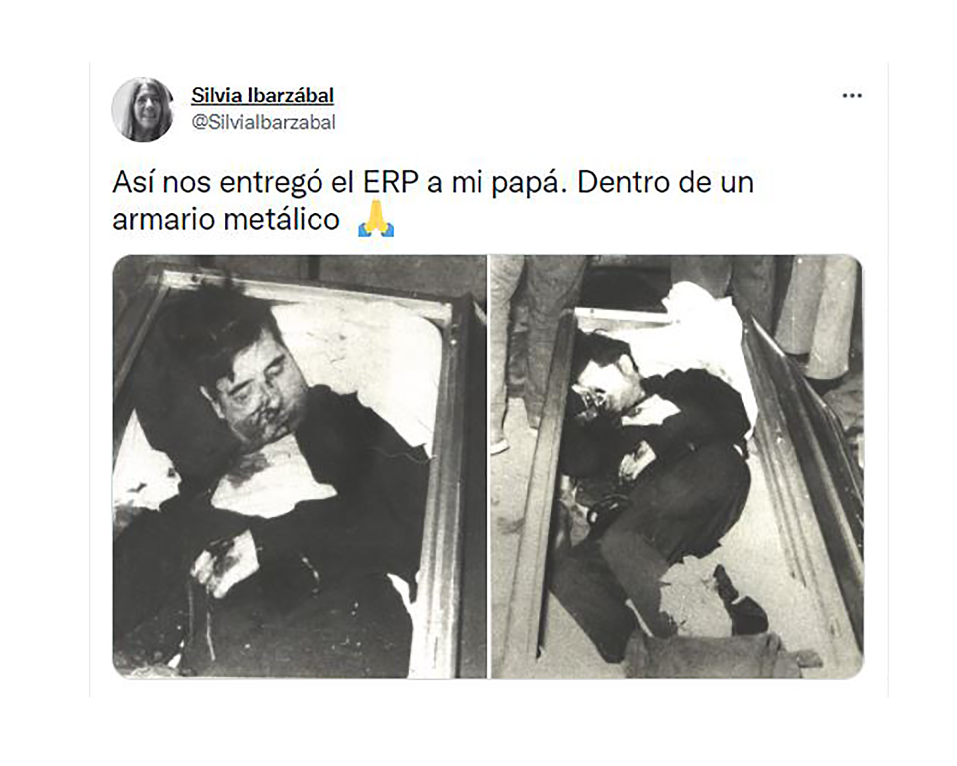 Así, de una manera desgarradora, la hija del Coronel Ibarzábal, secuestrado por el ERP en el ataque a Azul, mostró en Twitter cómo le devolvió a su padre la guerrilla