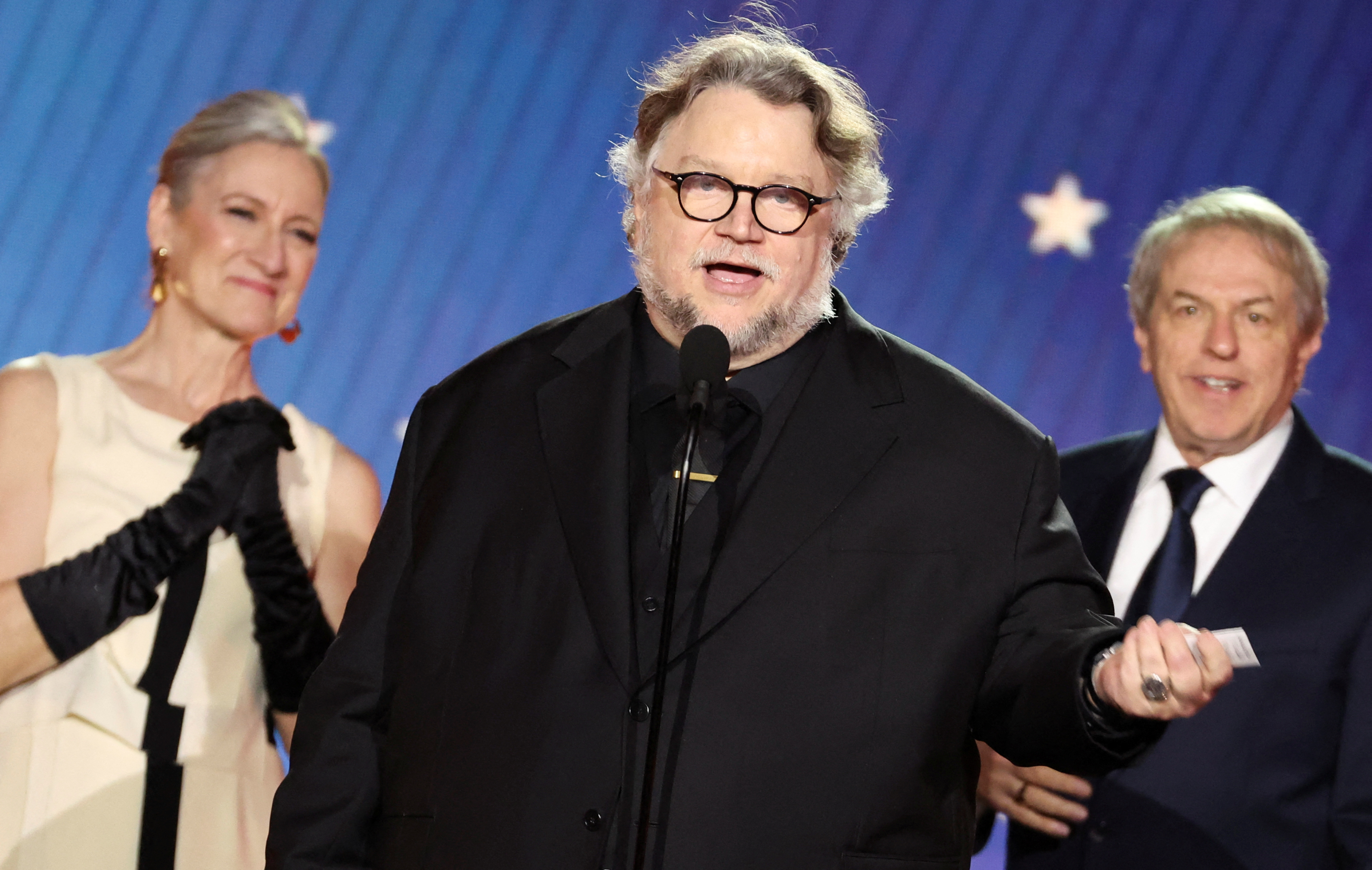 Guillermo del Toro accepts the Best Animated Feature award for "Guillermo del Toro's Pinocchio" during the 28th annual Critics Choice Awards in Los Angeles, California, U.S., January 15, 2023. REUTERS/Mario Anzuoni
