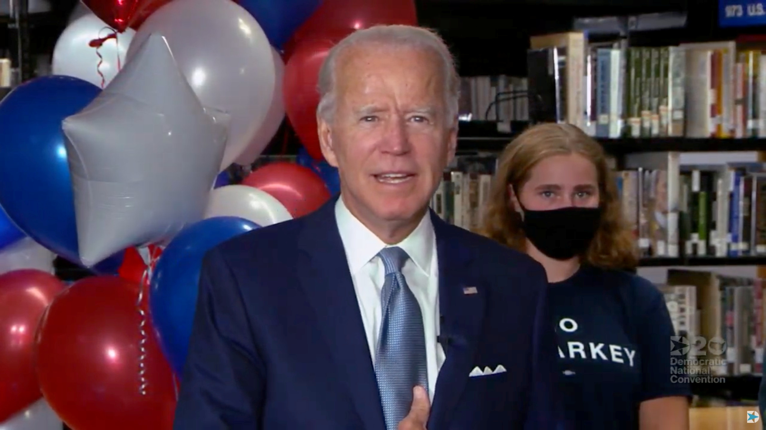 Joe Biden celebrates after being formally nominated as 2020 U.S. democratic presidential candidate in convention roll call during the virtual 2020 Democratic National Convention as participants from across the country are hosted over video links from the originally planned site of the convention in Milwaukee, Wisconsin, U.S. August 18, 2020. 2020 Democratic National Convention/Pool via REUTERS