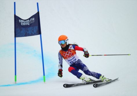 SOCHI, RUSSIA - FEBRUARY 18:  Vanessa Vanakorn of Thailand competes during the Alpine Skiing Women's Giant Slalom on day 11 of the Sochi 2014 Winter Olympics at Rosa Khutor Alpine Center on February 18, 2014 in Sochi, Russia.  (Photo by Clive Rose/Getty Images)