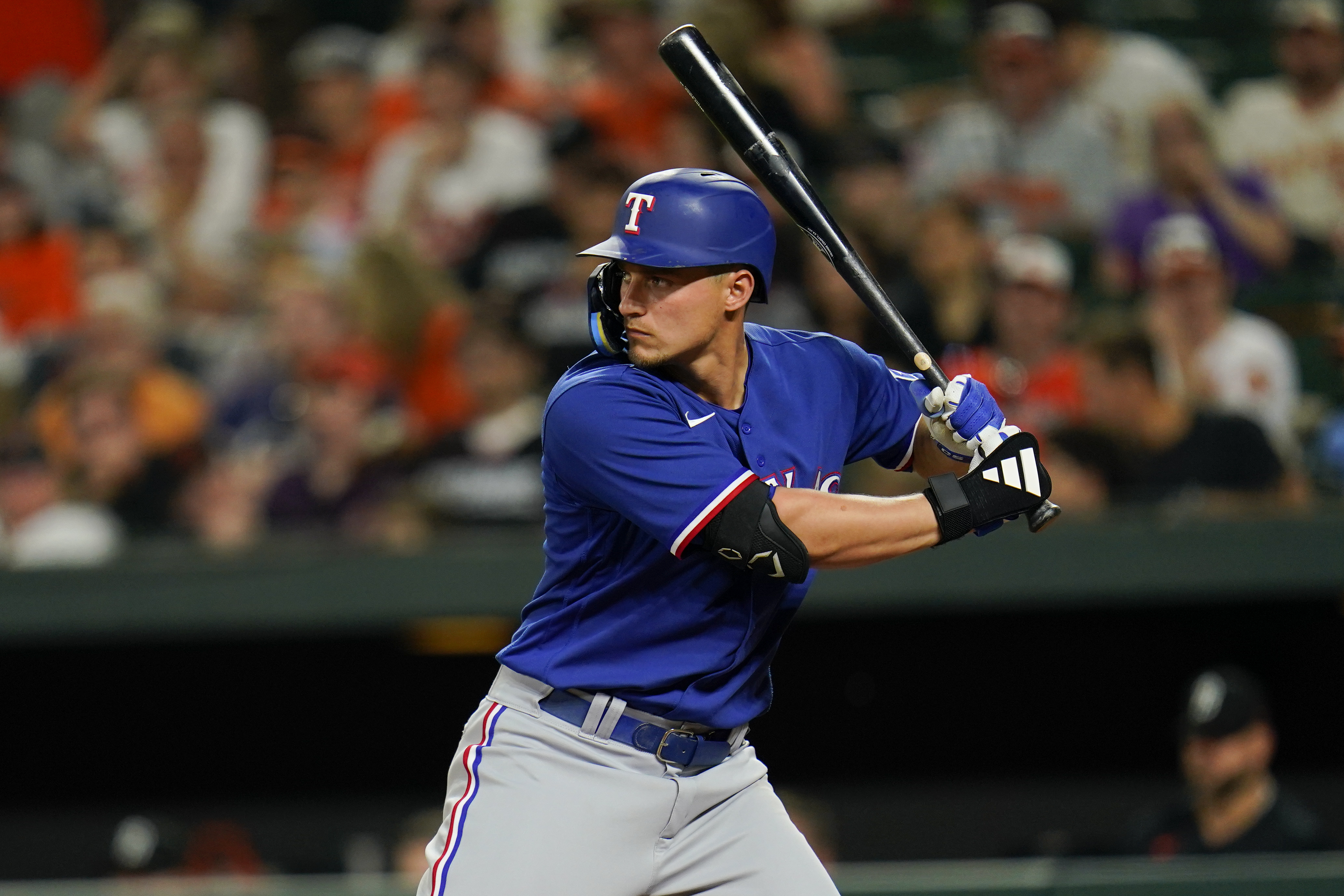 Texas Rangers' Corey Seager waits for a pitch during a game against the Baltimore Orioles on Friday, May 26, 2023. (AP Photo/Julio Cortez)