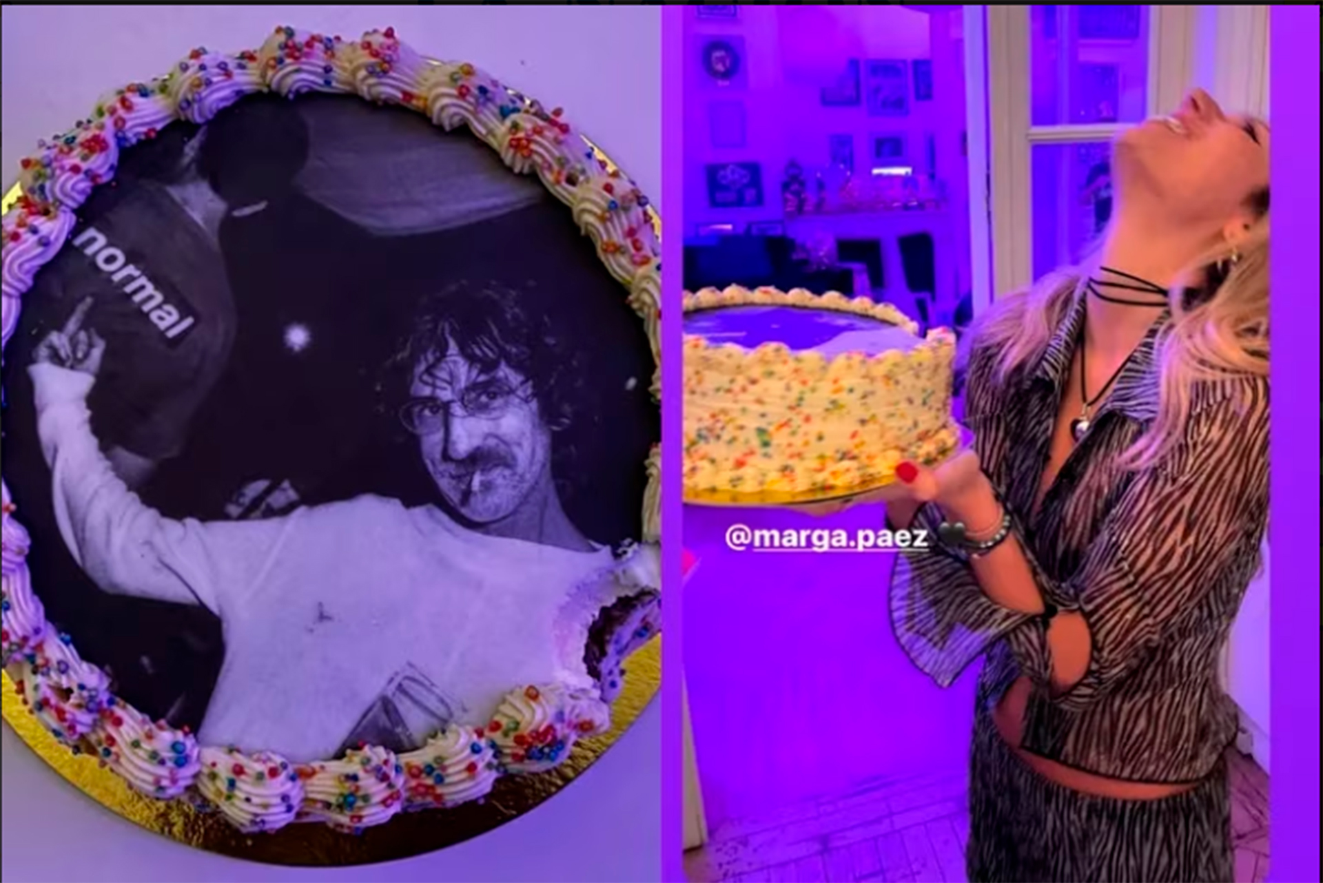 La torta del cumpleaños de Margarita Páez fue decorada a partir de una foto de Charly García (Fotos: Instagram)