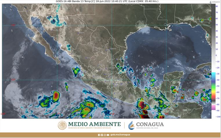 Clima en México para el 18 de junio de 2022. Foto: @conagua_clima