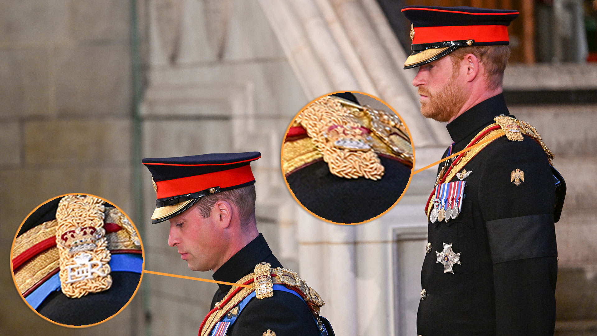 La diferencia entre los uniformas del príncipe Harry y William
