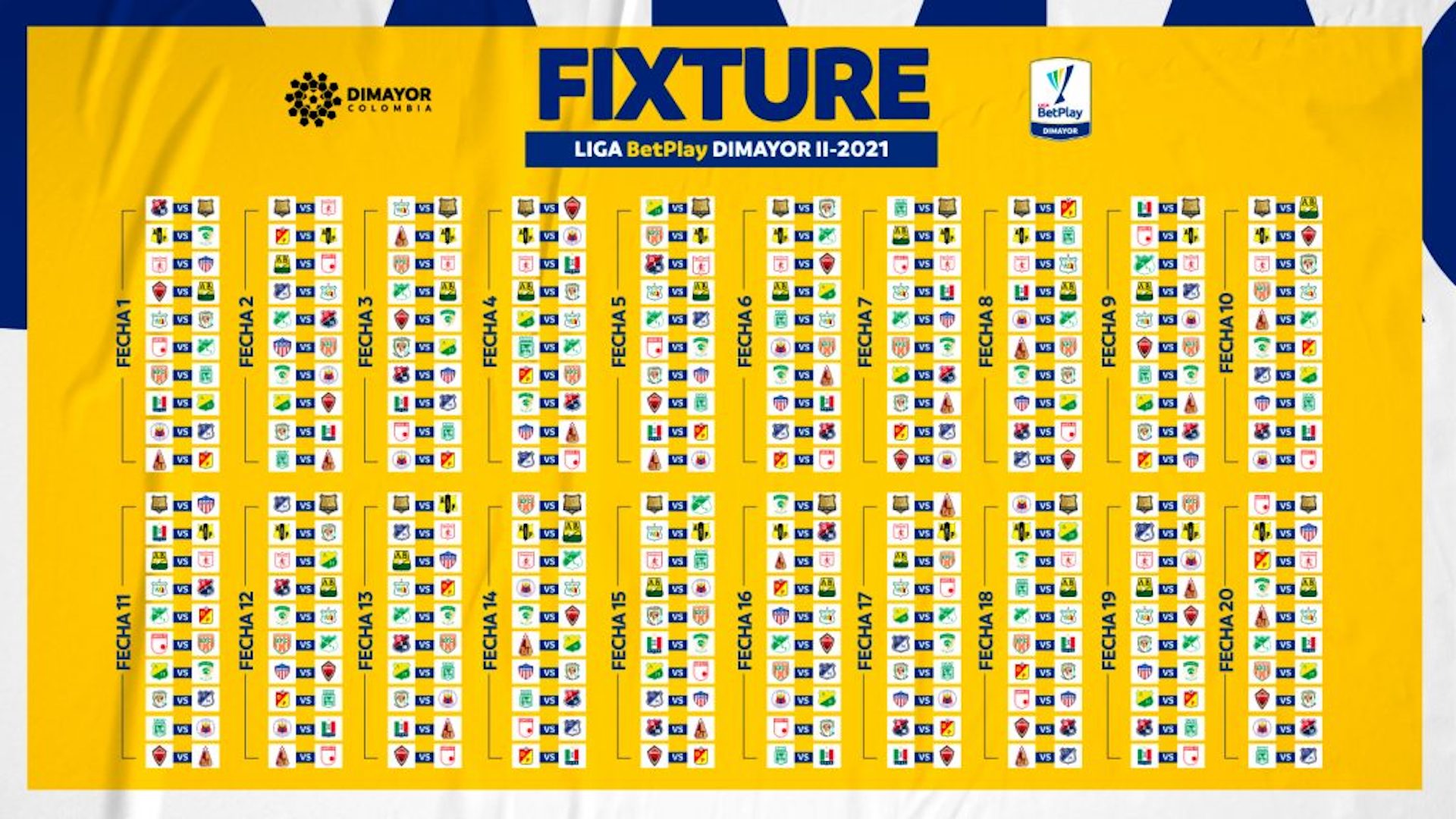 Fixture - Liga BetPlay II 2021