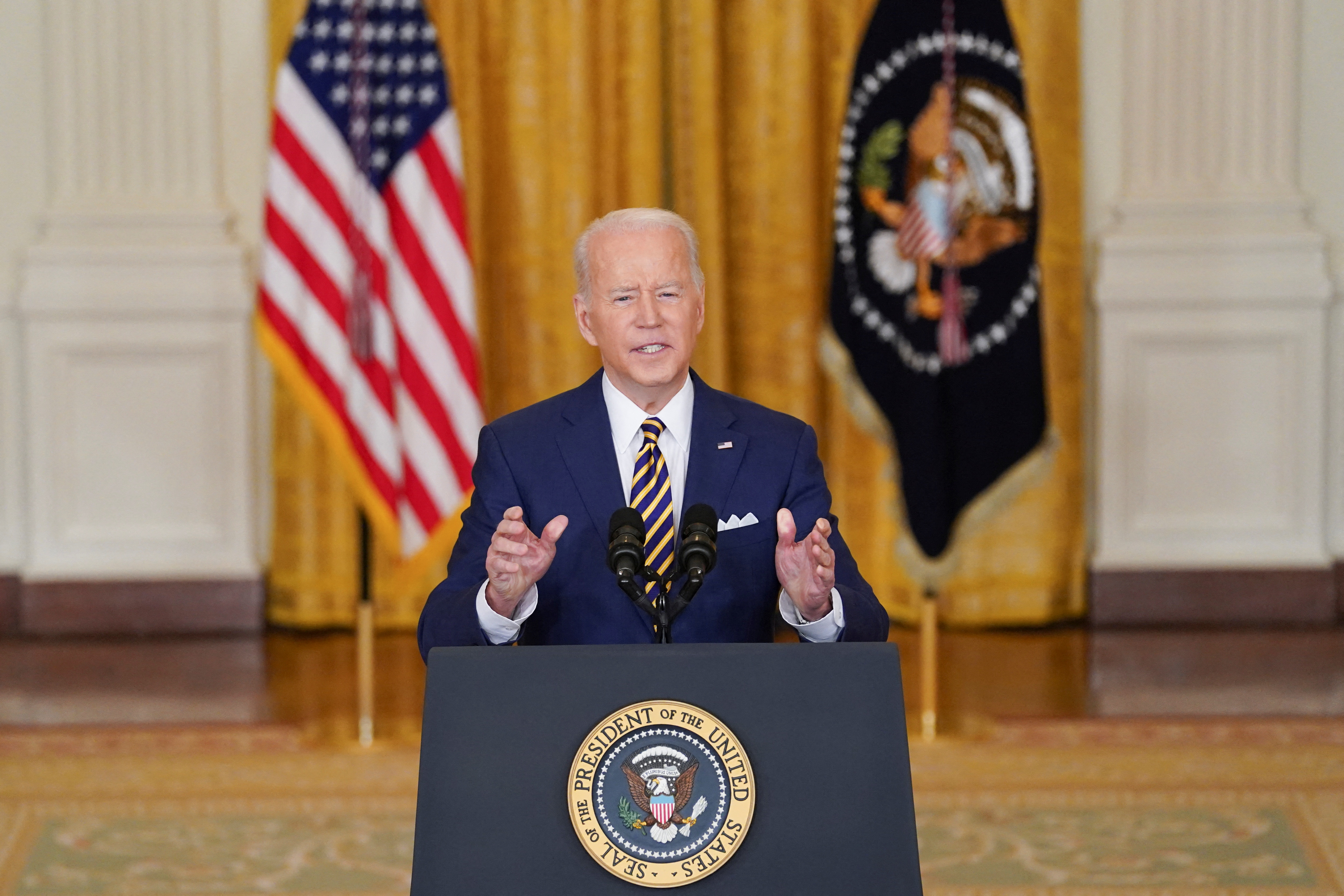 El presidente de Estados Unidos, Joe Biden, en una conferencia de prensa (REUTERS/Kevin Lamarque)