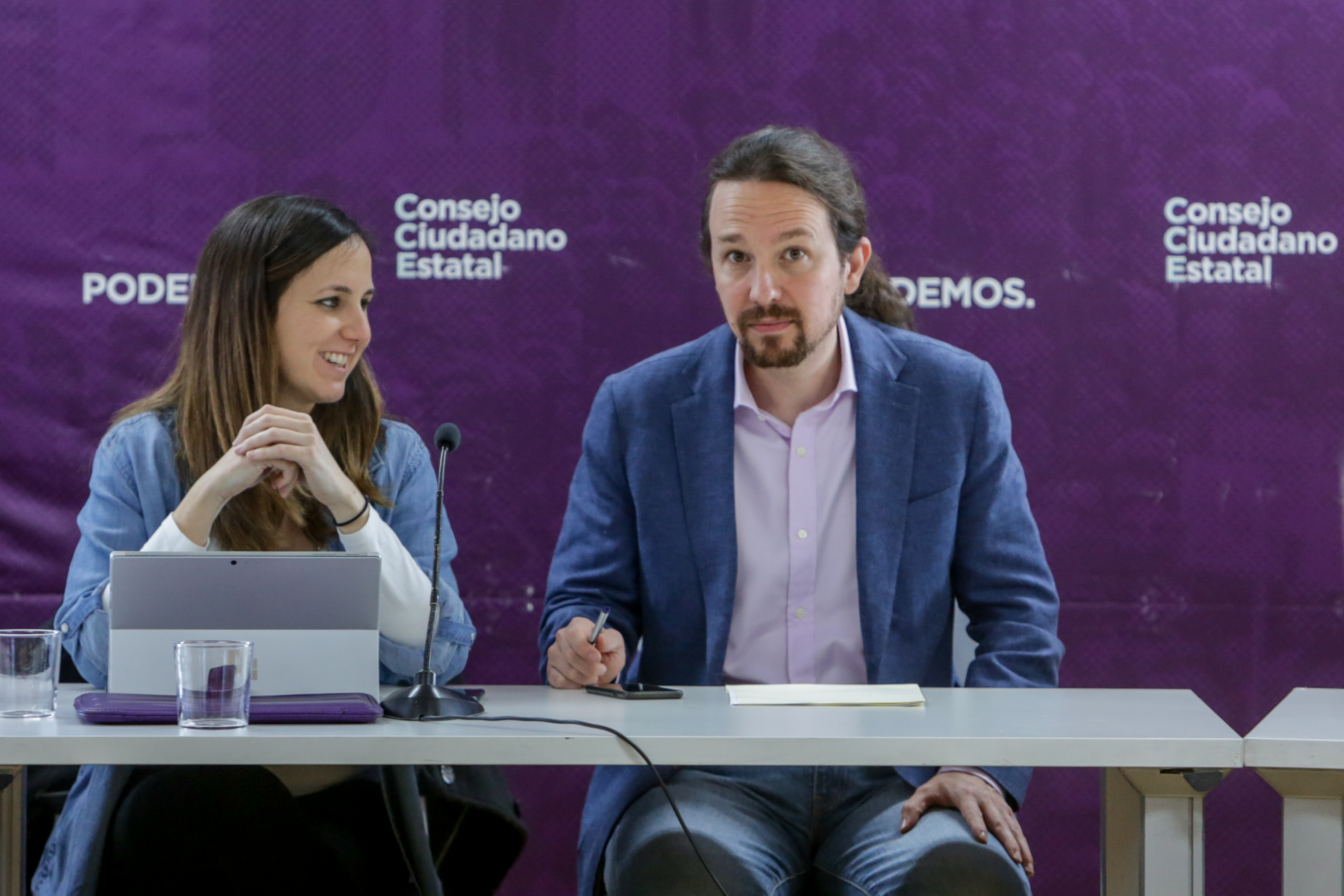 Imagen de archivo - Ione Belarra y Pablo Iglesias, durante una reunión del Consejo Ciudadano Estatal (CCE) de Podemos (Europa Press)
