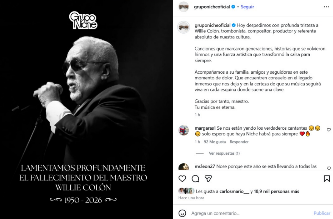 Artistas y personalidades colombianas reaccionan a la muerte de Willie Colón: enviaron mensajes a la leyenda de la salsa - Infobae