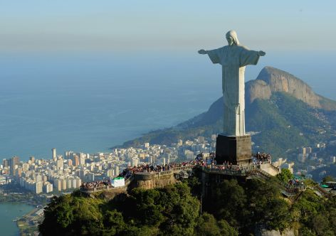 RIO DE JANEIRO, BRAZIL - JULY 27:  An arial view of the 'Christ the Redeemer' statue on top of Corcovado mountain on July 27, 2011 in Rio de Janeiro, Brazil.  (Photo by Michael Regan/Getty Images)