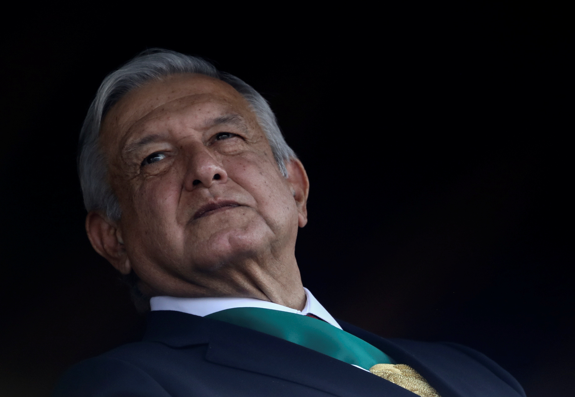 Mexico's President Andres Manuel Lopez Obrador looks on as he attends a military parade in celebration of the 109th anniversary of the Mexican Revolution at Zocalo Square in Mexico City, Mexico November 20, 2019. REUTERS/Edgard Garrido