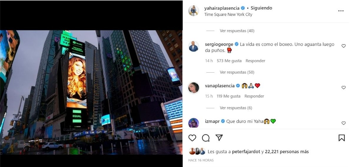 Yahaira Plasencia apareció en el Times Square de Nueva York. (Foto: Instagram)