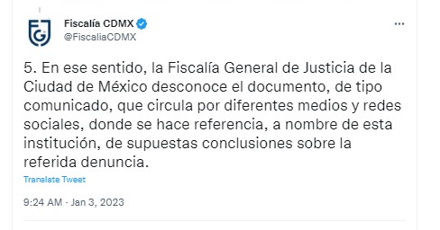 La Fiscalía desconoció el documento que circuló en medios nacionales y redes sociales. (Twitter)