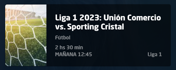 Announcement of Unión Comercio vs Sporting Cristal by DirecTV Sports.