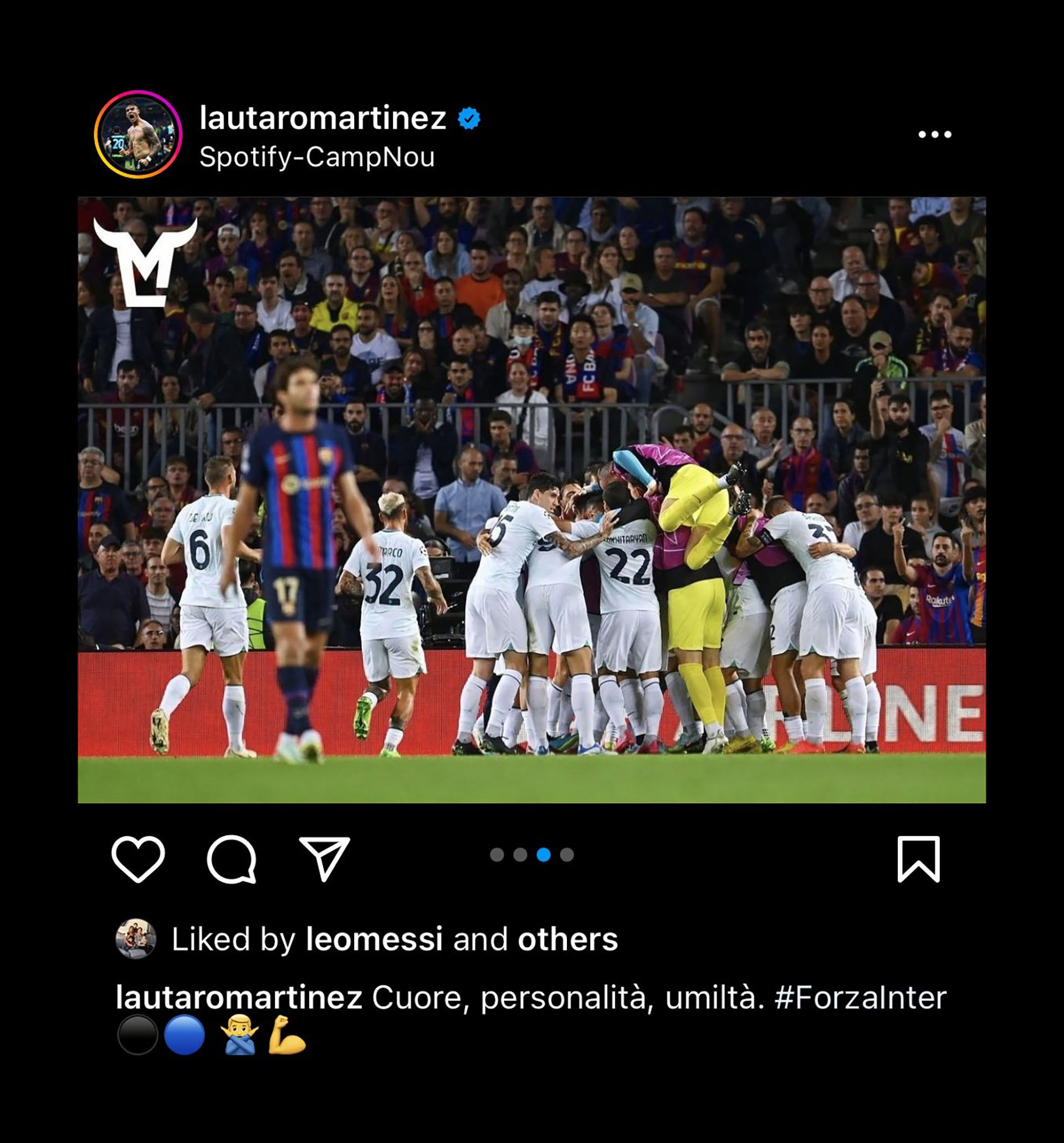 El posteo de Lautaro Martínez y el like de Messi 